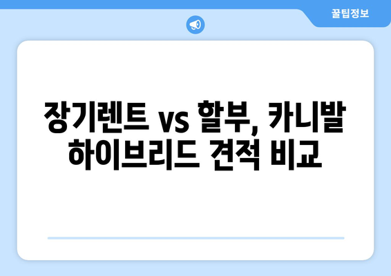 카니발 하이브리드 장기렌트 즉시 보유| 월 납입금 & 초기 비용 비교 분석 | 장기렌트, 카니발 하이브리드, 즉시 출고, 견적 비교