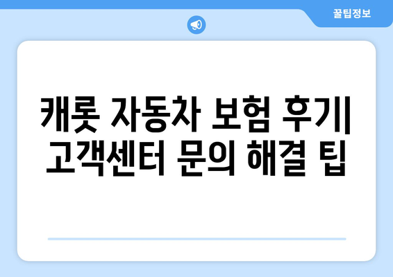 캐롯 자동차 보험 후기| 고객센터 문의 해결 팁 | 보험, 고객센터, 문의, 후기