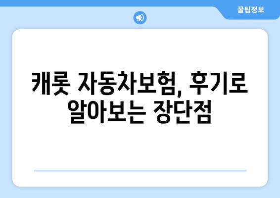 캐롯 자동차보험, 후기 기반 장단점 분석 가이드| 가입 전 꼭 확인해야 할 정보 | 캐롯, 자동차보험, 장점, 단점, 후기, 가입 가이드