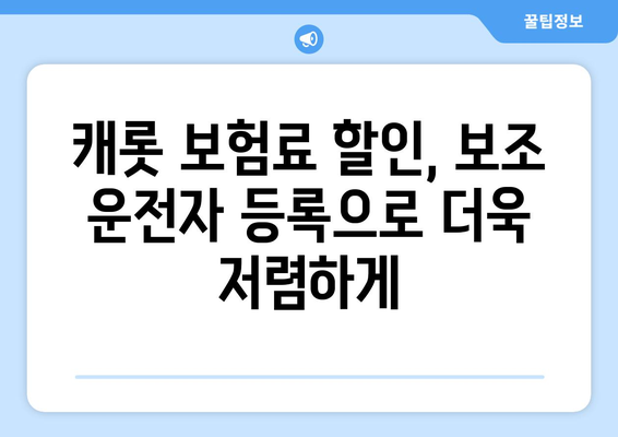 캐롯 자동차보험 보조 운전자 기능 완벽 분석 | 보험료 할인, 추가 운전자 등록, 주의 사항