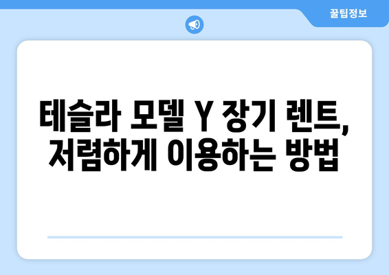 저렴한 테슬라 모델 Y 신차 장기 렌트| 추천 가이드 | 장점, 단점, 비용, 주의 사항, 렌트사 비교