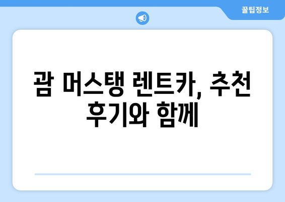 괌 렌트카 비용| 한인 업체 예약부터 머스탱 추천 후기 & 반납까지 | 괌 렌트카 가이드, 렌트카 비용, 머스탱 후기, 한인 업체