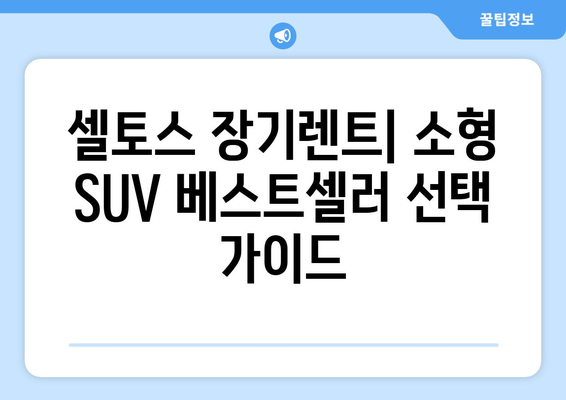 셀토스 장기렌트| 소형 SUV 베스트셀러 렌트 비교 & 추천 | 장점, 단점, 월 납입료, 프로모션