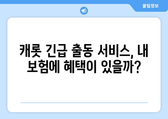 캐롯 자동차보험 긴급 출동 서비스 완벽 가이드 |  혜택, 이용 방법, 주의사항