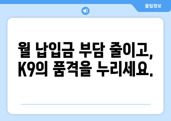 기아 K9 풀체인지 장기 렌트, 합리적인 가격으로 만나보세요! | 장기 렌트, 월 납입금, 프로모션, 혜택