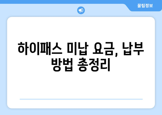 하이패스 미납 요금, 간편하게 조회하고 납부하세요! | 하이패스, 미납요금, 조회, 납부, 방법