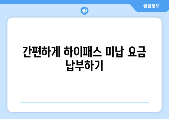 하이패스 미납 요금, 간편하게 조회하고 납부하세요! | 하이패스, 미납요금, 조회, 납부, 방법