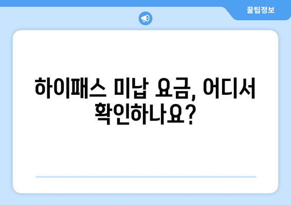 하이패스 미납 요금, 간편하게 조회하고 납부하세요! | 하이패스, 미납 요금, 조회, 납부, 방법, 안내